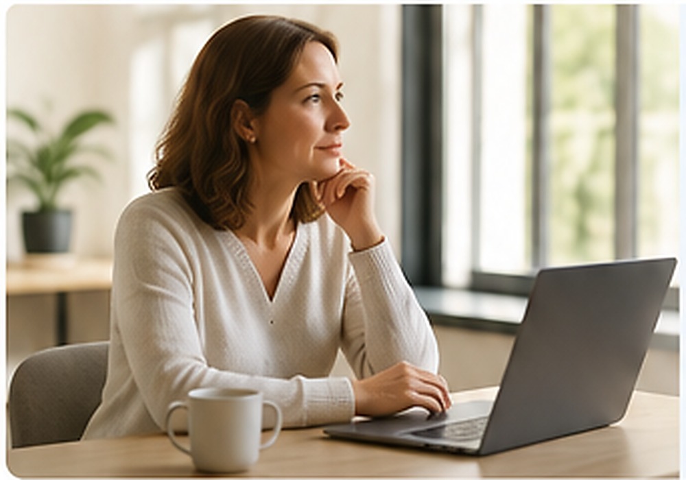 Professional reflecting on their career direction